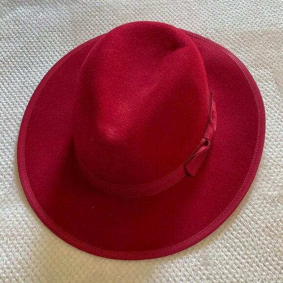 Free People Accessories - NWOT Free People Bright Red Hipster Hat 100% Wool Casual Hippie Brimmed Band O/S